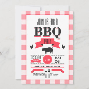 Invitación a la barbacoa de la verificación roja
