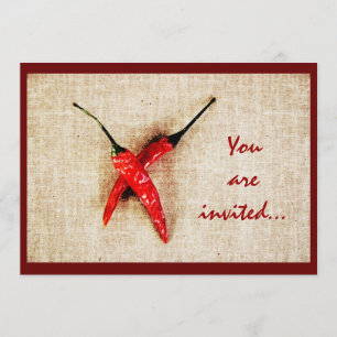 Invitación a la barbacoa de pimientos picantes roj