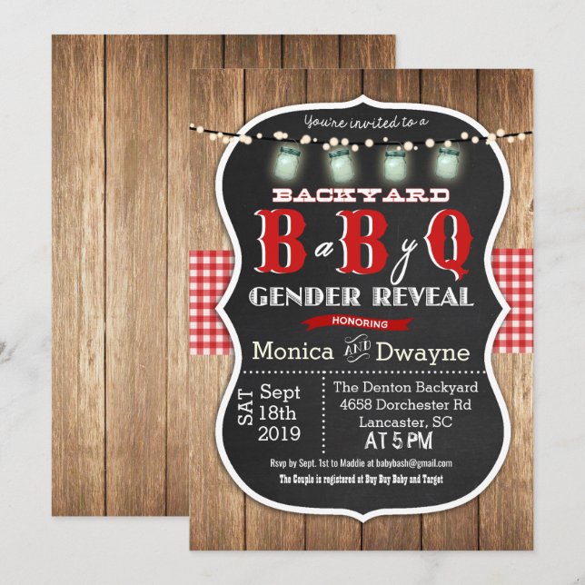 Invitación a la barbacoa de revelación de género d (Anverso / Reverso)
