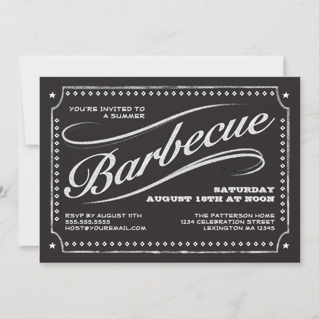Invitación a la barbacoa de verano de Chalkboard d (Anverso)