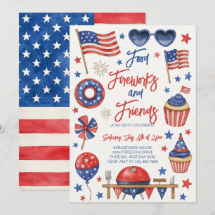 Invitación a la barbacoa editable del 4 de julio