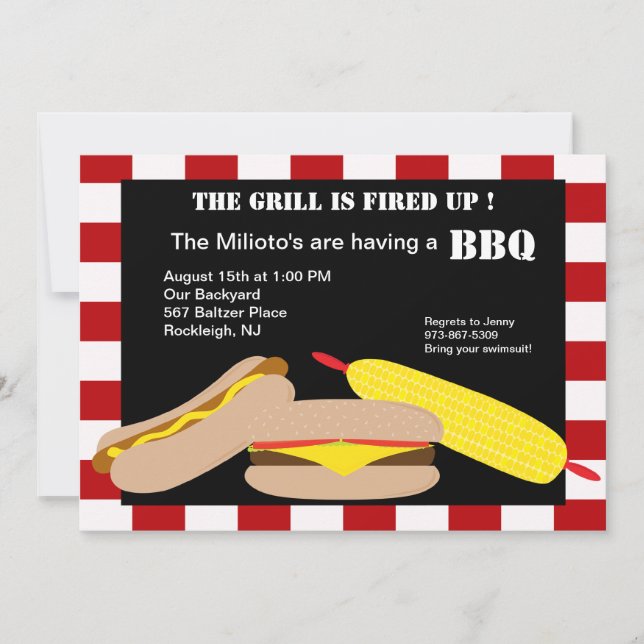 Invitación a la barbacoa Hamburger y Hotdog (Anverso)