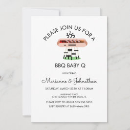 Invitación a la barbacoa para baby shower con hot