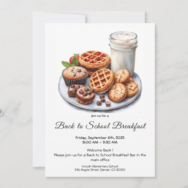 Invitación a la barra de desayuno de vuelta al col (Anverso)