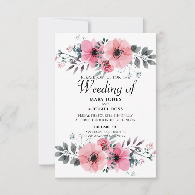 Invitación a la barrena de flores pequeñas primave (Anverso)