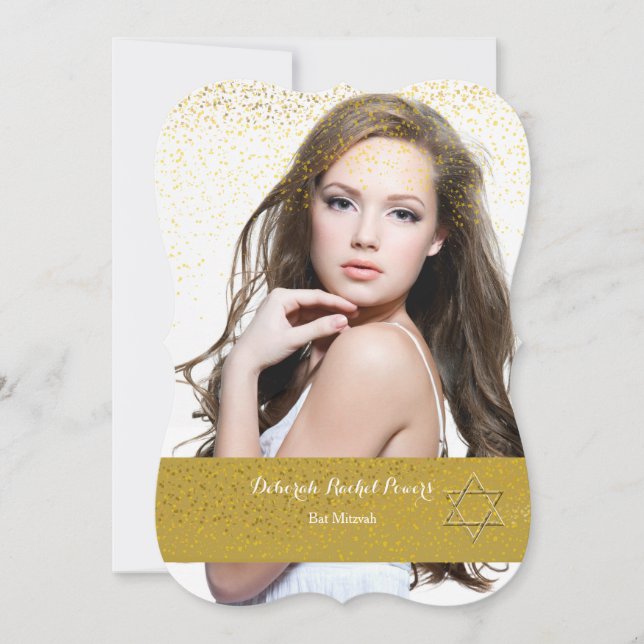 Invitación a la Bat Mitzvah del Confetti Gold (Anverso)
