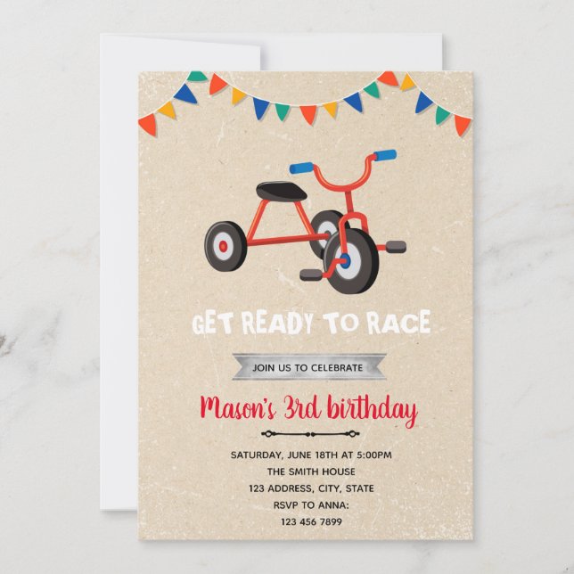 Invitación a la bicicleta de triciclo (Anverso)
