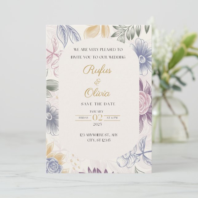 Invitación a la boda (Anverso de pie)