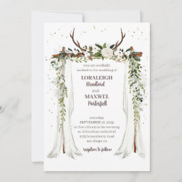 Invitación a la boda 2025 con el dosel forestal de