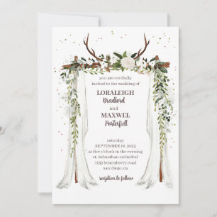 Invitación a la boda 2025 con el dosel forestal de