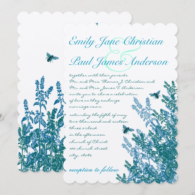 Invitación a la boda #2 de Flores salvajes de colo (Anverso / Reverso)