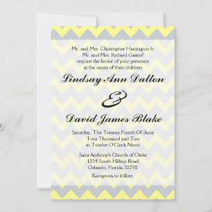 Invitación a la boda 5x7 Chevron Amarillo y gris