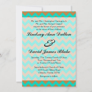 Invitación a la boda 5x7 Chevron Brown y Seafoam