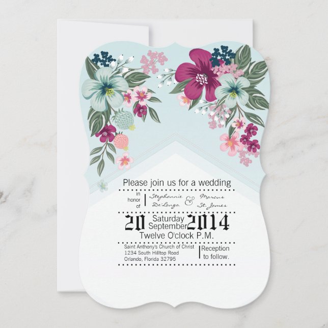 Invitación a la boda 5x7 Flor tropical en miembro  (Anverso)