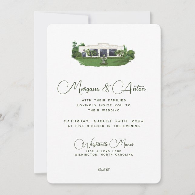 Invitación a la boda 5x7 - Mano de Wrightsville (Anverso)