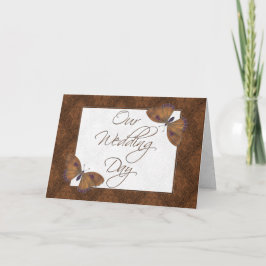 Invitación a la boda 5X7 mariposa Brocade marrón