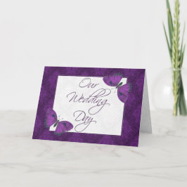 Invitación a la boda 5X7 Mariposa Brocade Púrpura