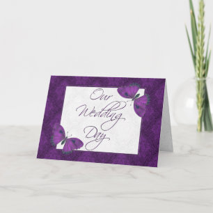 Invitación a la boda 5X7 Mariposa Brocade Púrpura
