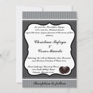 Invitación a la boda 5x7 Rayas grises de aceitunas