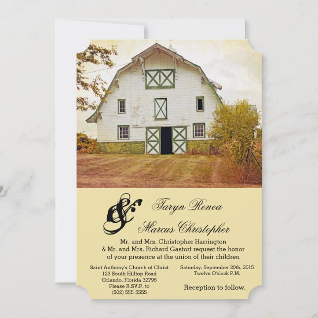 Invitación a la boda 5x7 Rústica País de los estab (Anverso)