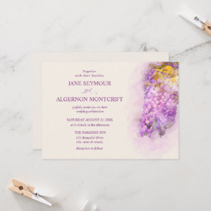 Invitación a la boda a la glicinia a la acuarela