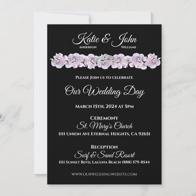 Invitación a la boda-Abrazo de orquídeas blancas- (Anverso)