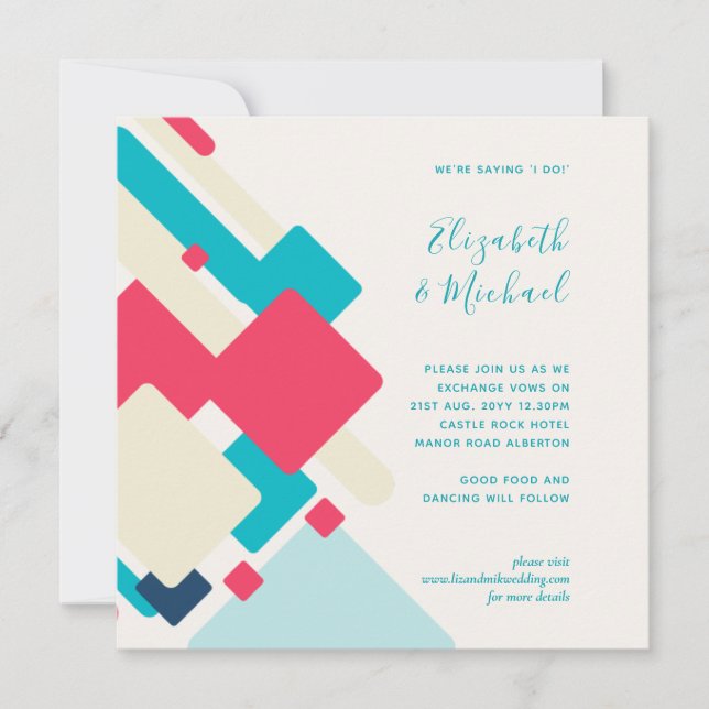 Invitación a la boda abstracta futurista (Anverso)