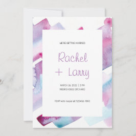 Invitación a la boda abstracta púrpura y azul
