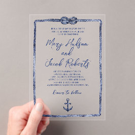 Invitación a la boda acrílica costera