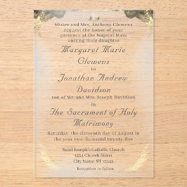 Invitación a la boda acrílica de Gracia Católica