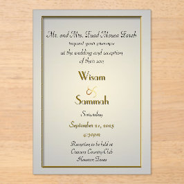 Invitación a la boda acrílica de oro clásico