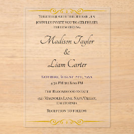 Invitación a la boda acrílica de Rubor simple