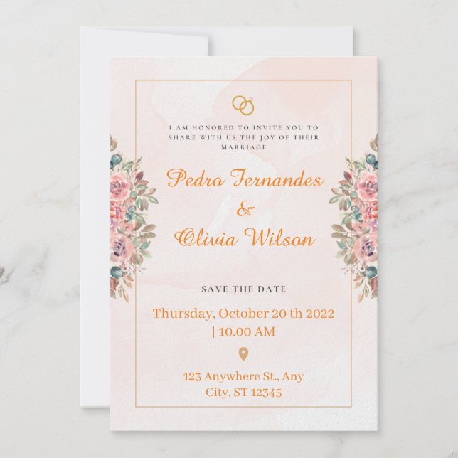 Invitación a la boda acrílica, elegante Boda verde (Anverso)