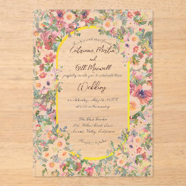Invitación a la boda acrílica en el florecimiento 