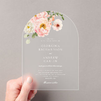 Invitación a la boda acrílica en el jardín de vera