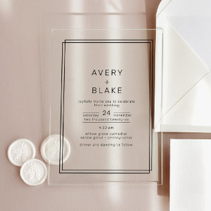 Invitación a la boda acrílica Minimalista moderna 