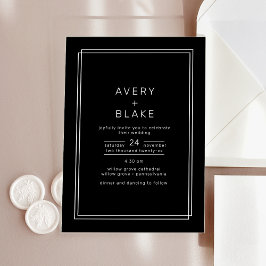 Invitación a la boda acrílica negra moderna AVERY