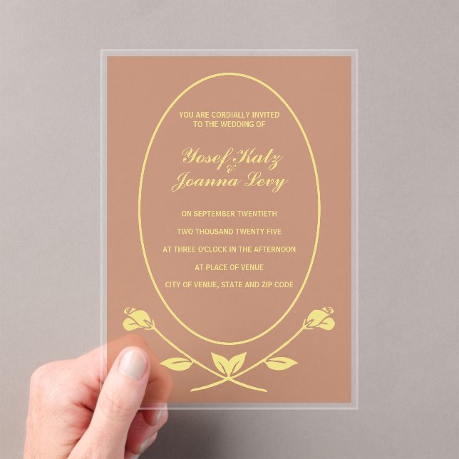 Invitación a la boda acrílica Rosa de Terracotta (Insitu (portátil))