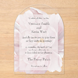 Invitación a la boda acrílica transparente Peony d