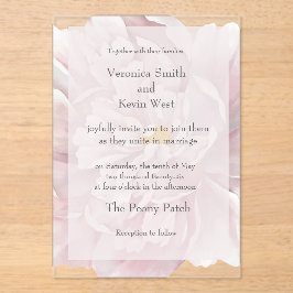 Invitación a la boda acrílica transparente Peony d