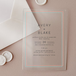 Invitación a la boda acrílica Verde azulada de cor