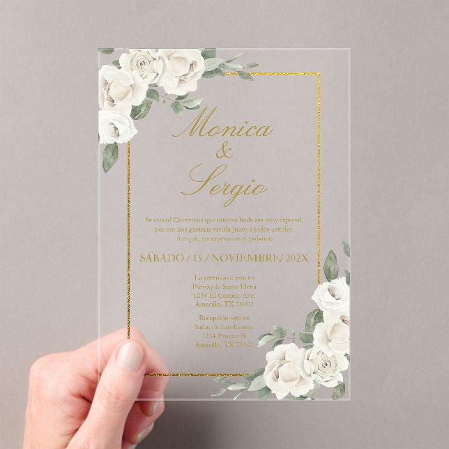Invitación a la boda acrílica y elegante en españo (Insitu (portátil))