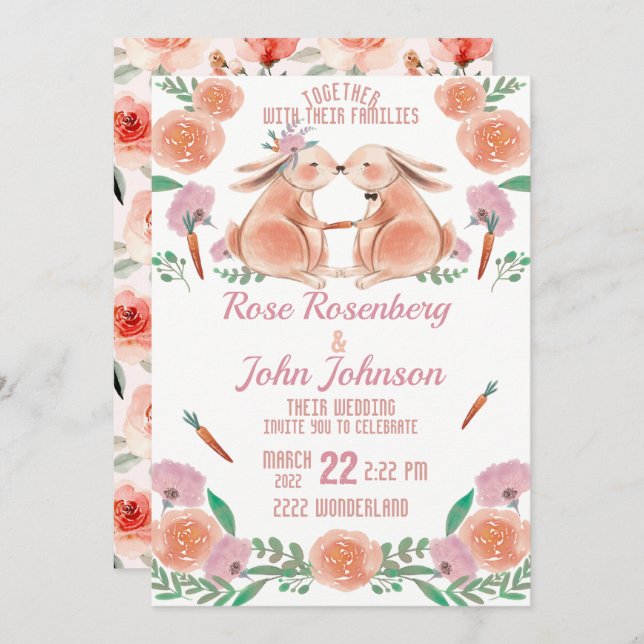 Invitación a la boda acuarela (Anverso / Reverso)