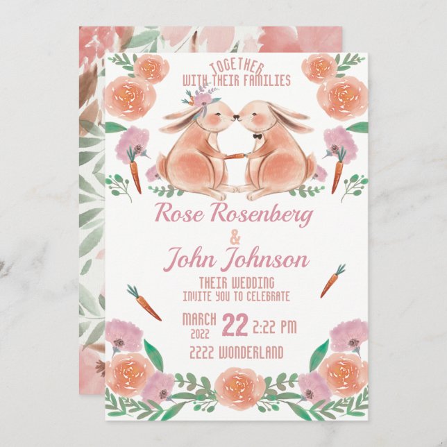 Invitación a la boda acuarela (Anverso / Reverso)