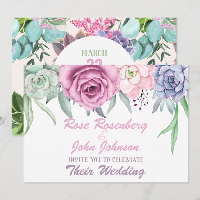 Invitación a la boda acuarela (Anverso / Reverso)