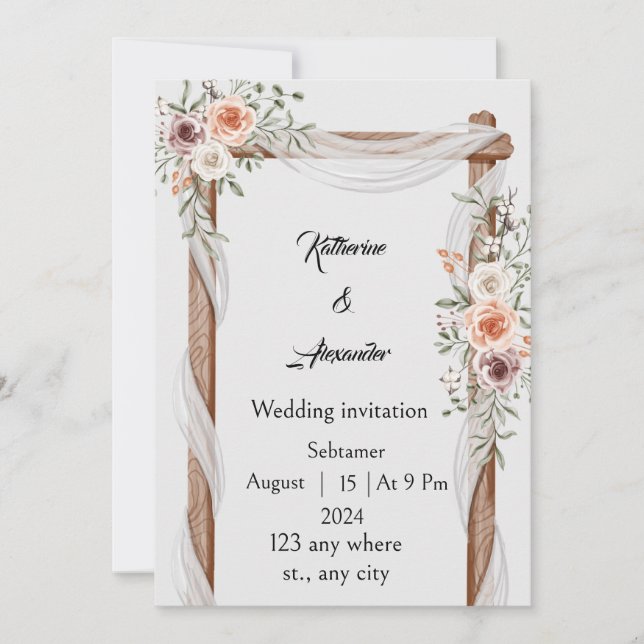 Invitación a la boda acuarela con suave (Anverso)