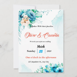Invitación a la boda acuarela con suave
