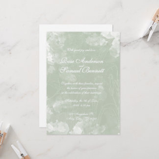 Invitación a la boda acuarela de color verde