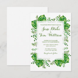 Invitación a la boda acuarela de hojas tropicales