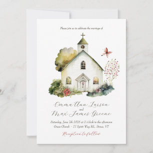 Invitación a la boda acuarela de la Iglesia del Pa